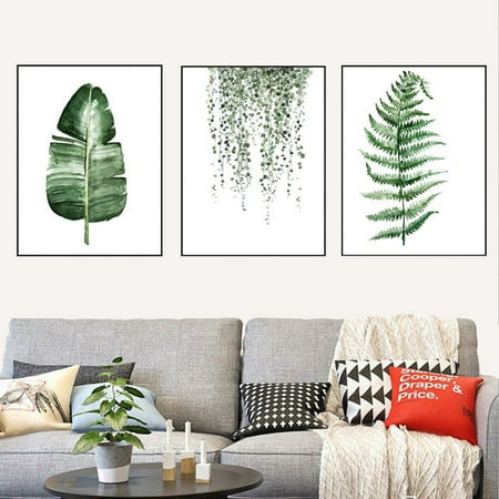 Nordic Green Plant Leaf Canvas Art Poster Print Wall Picture Home Decor UK 